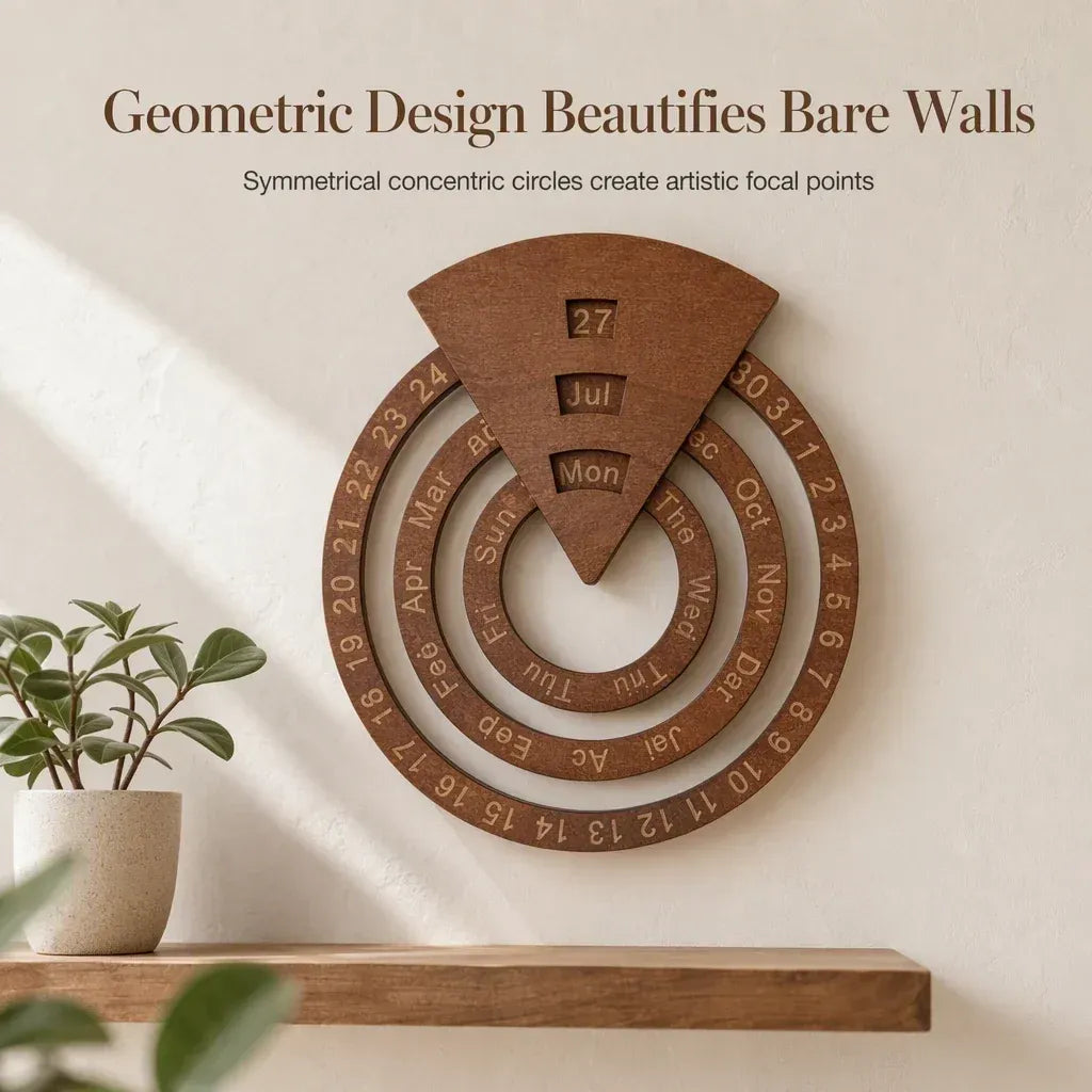 📅Circular Wooden Rotating Perpetual Calendar🪵