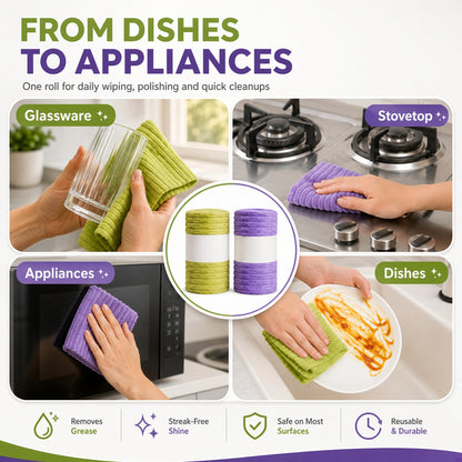 Multipurpose Reusable Tear-Off Cleaning Cloth Roll
