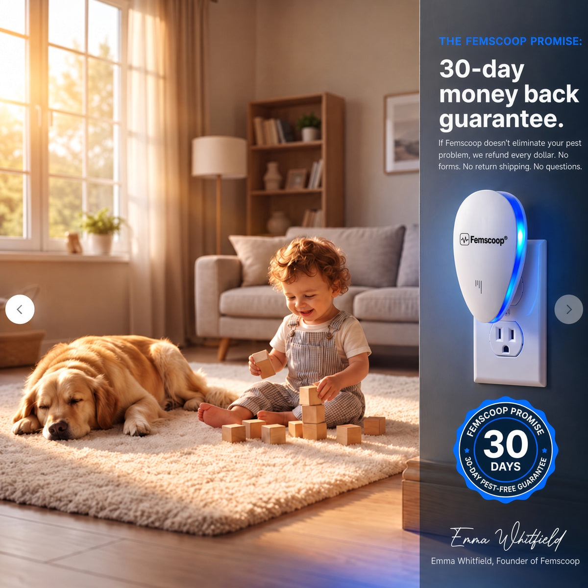 Femscoop® Ultrasonic Pest Repeller - Banish 14+ Pests for Good